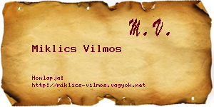 Miklics Vilmos névjegykártya